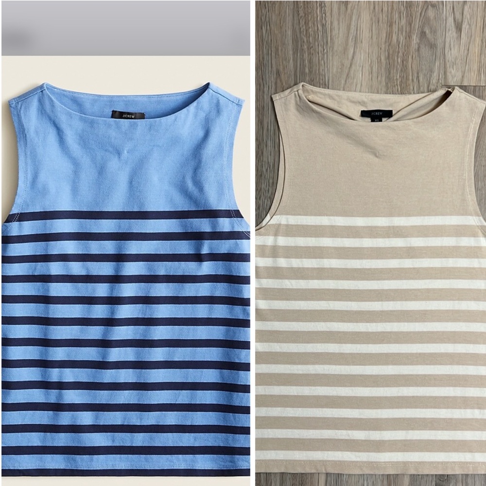 J. Crew Mariner Cloth Tank Top in Beige and Cream Stripe